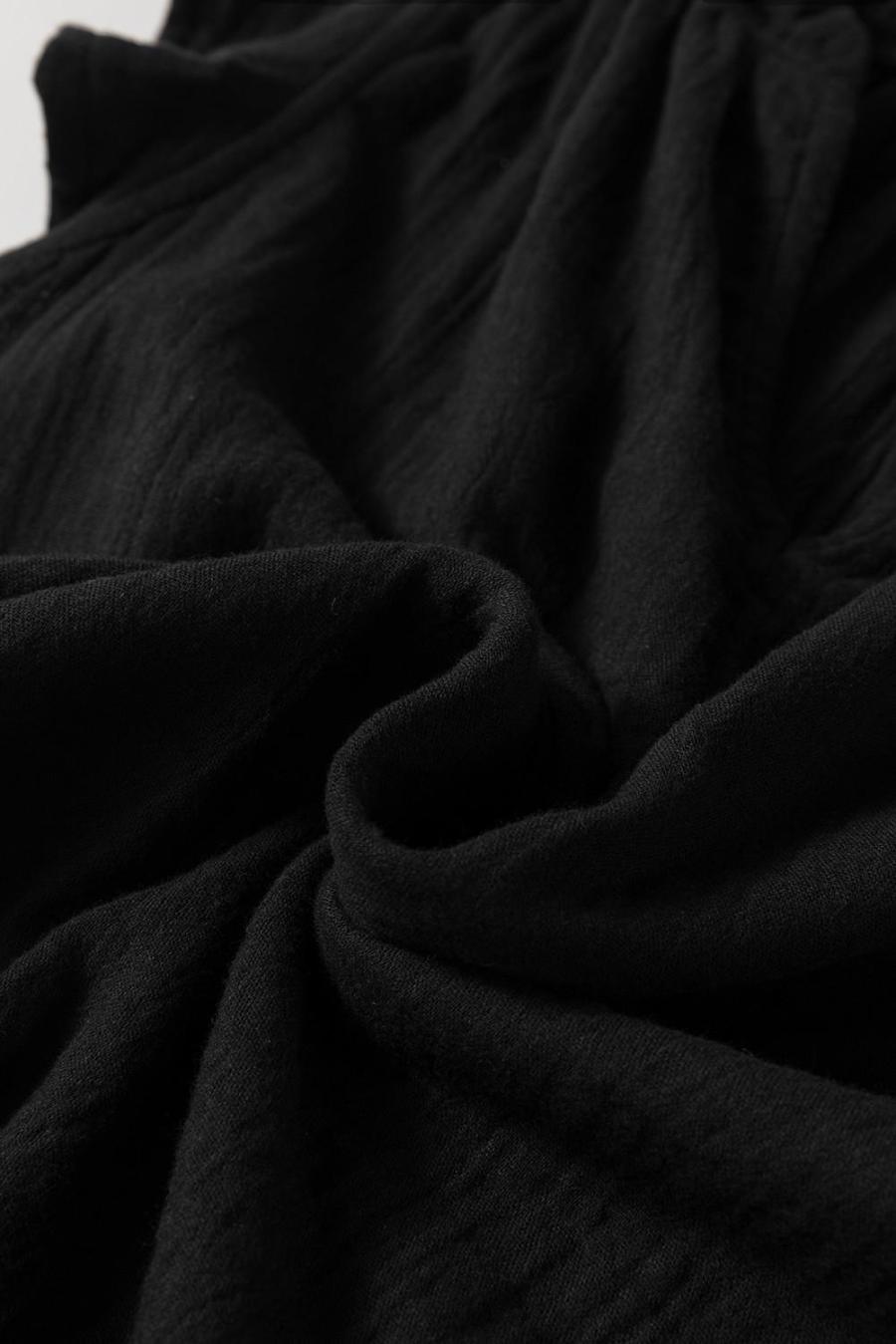 Women Sleeveless Tops | Black Ruffle Shoulder V Neck Sleeveless Top