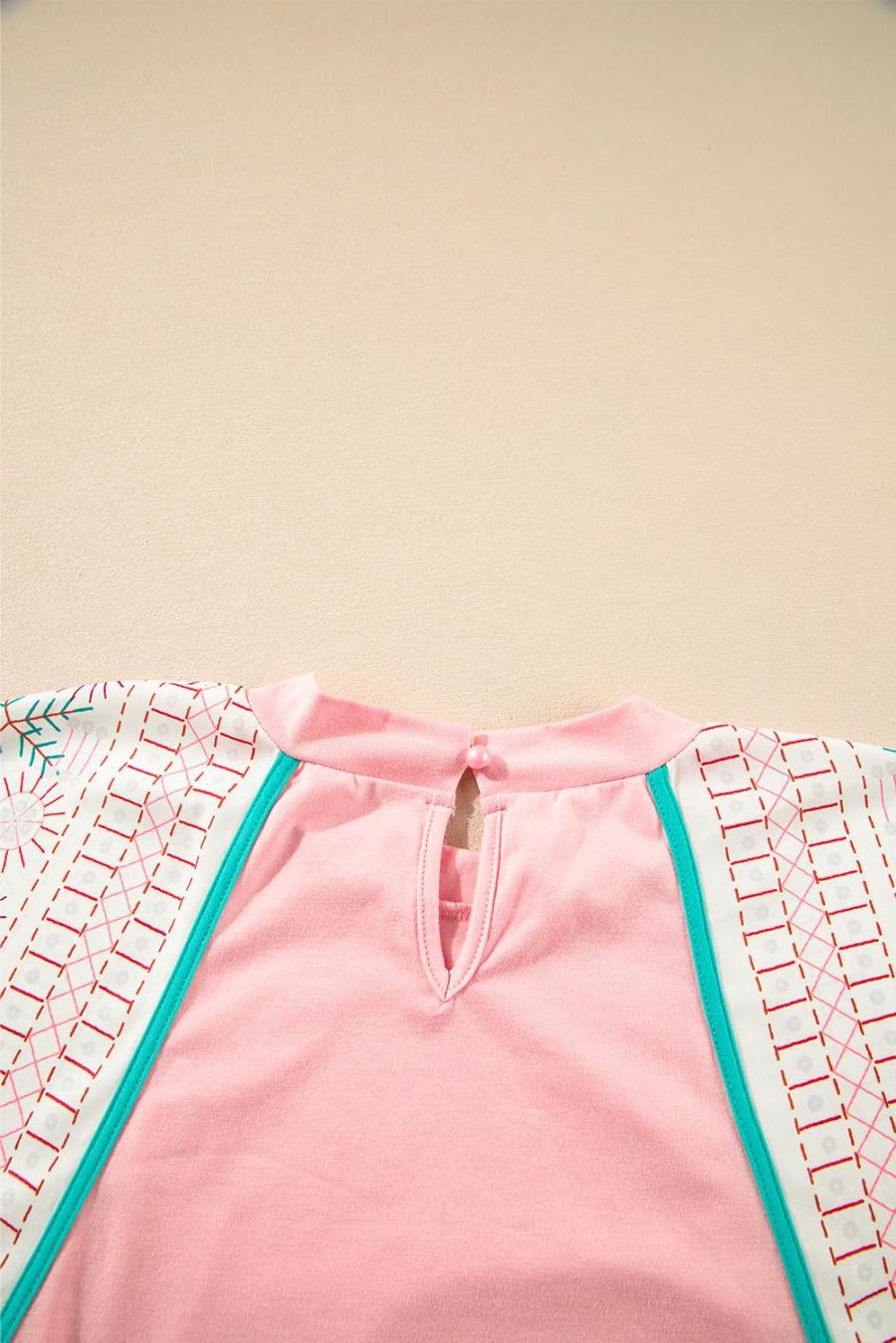 Women Sleeveless Tops | Light Pink Vintage Nashville Print Patchwork Sleeveless Top