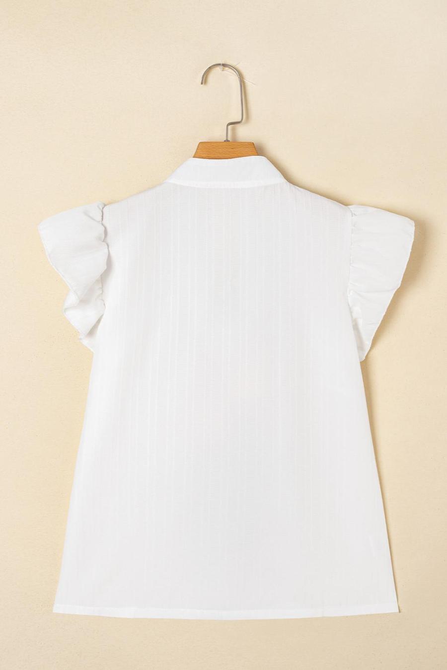 Women Sleeveless Tops | White Crochet Floral Notch V Neck Textured Blouse