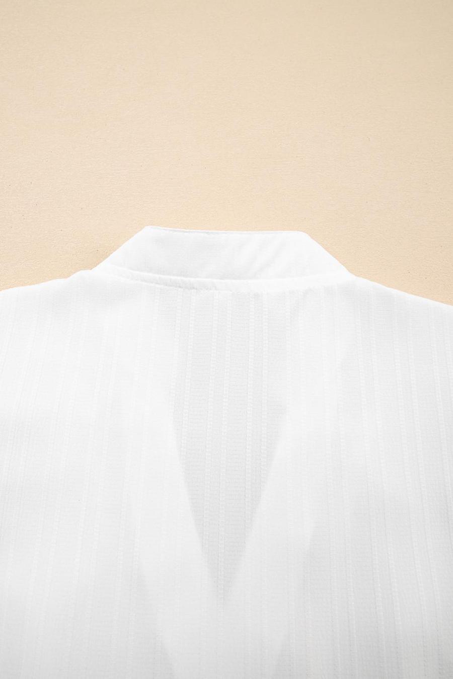 Women Sleeveless Tops | White Crochet Floral Notch V Neck Textured Blouse