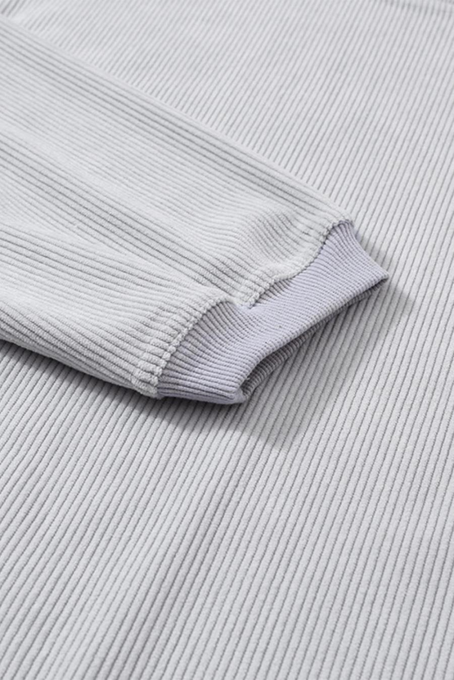 Women Sweatshirts & Hoodies | Light Grey Drop Shoulder Rib Knit Oversized Sweatshirt