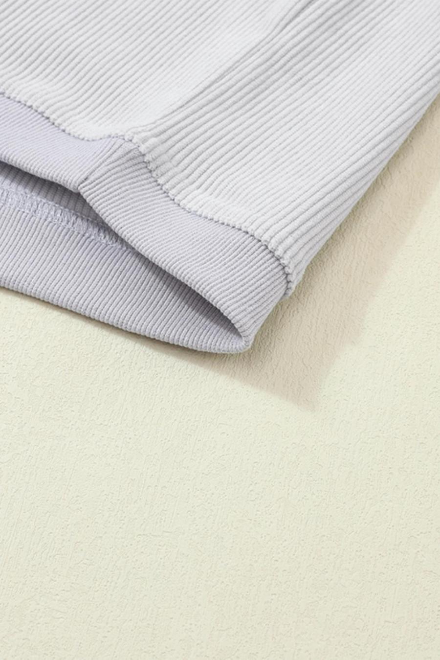 Women Sweatshirts & Hoodies | Light Grey Drop Shoulder Rib Knit Oversized Sweatshirt