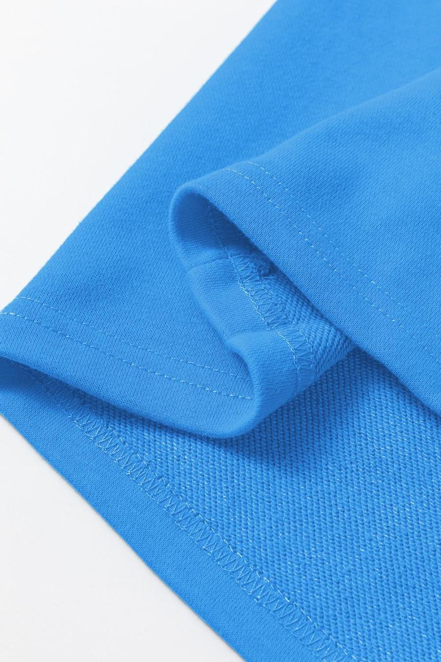 Women Sweatshirts & Hoodies | Sky Blue Plain Round Neck Loose Fit Sweatshirt