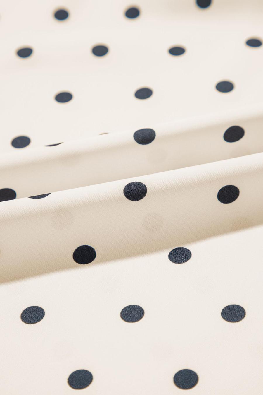 Women Blouses | Apricot Polka Dot Print Frill Neck Smocked Lantern Sleeve Blouse