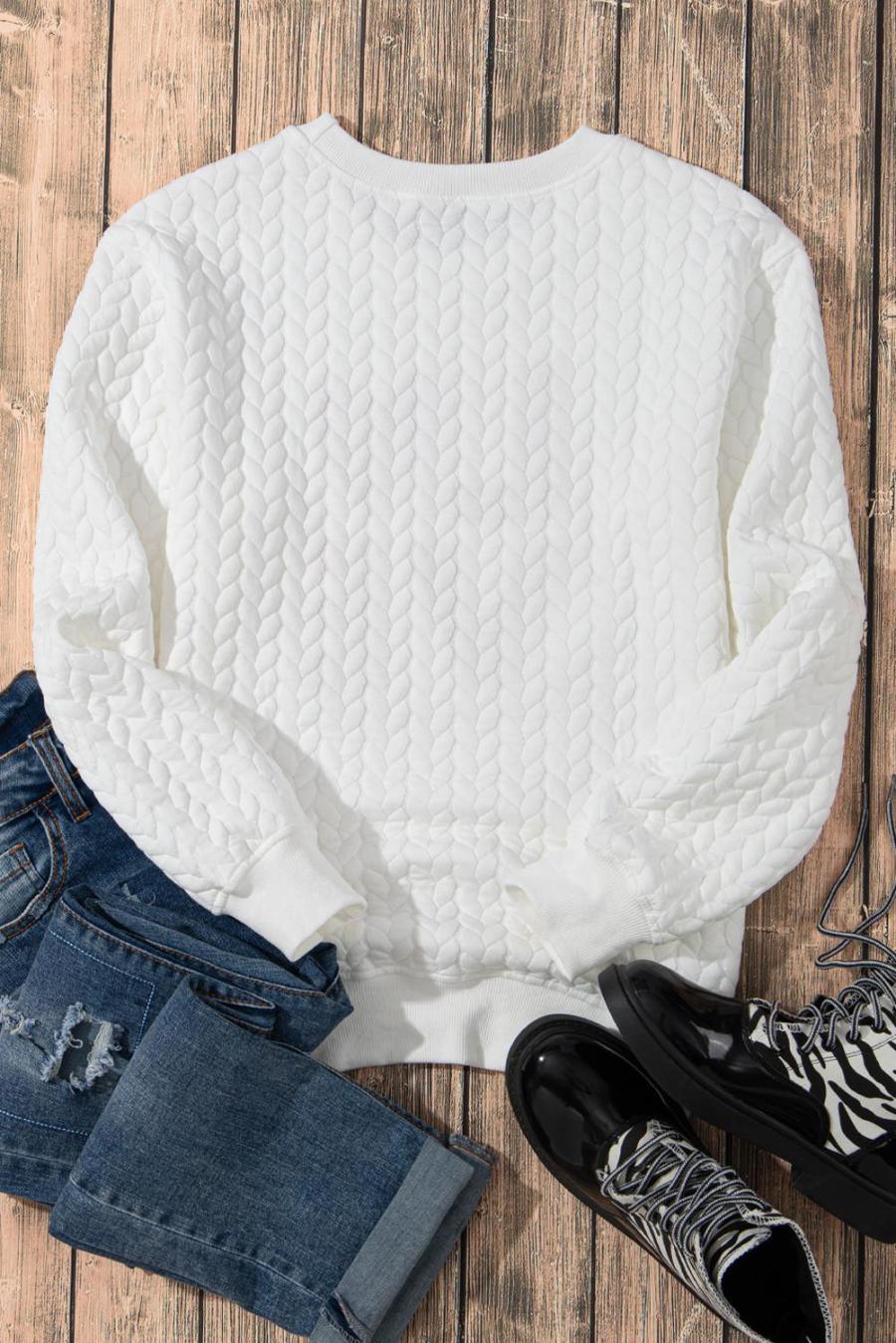 Women Sweatshirts & Hoodies | White Quilted Valentine Love Heart Shape Graphic Sweatshirt
