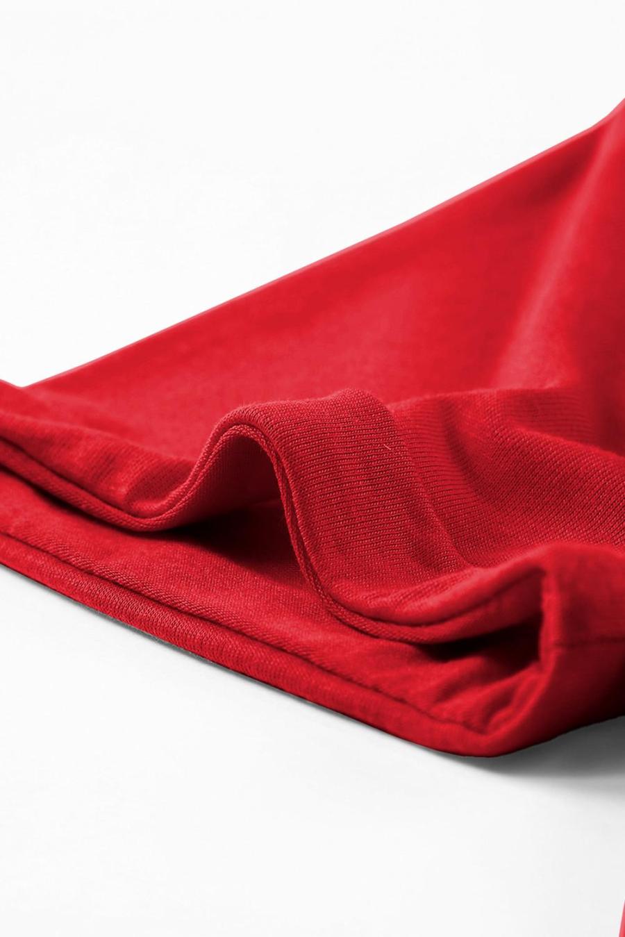 Women T Shirts | Red Solid Color Basic Crew Neck Plain Tee