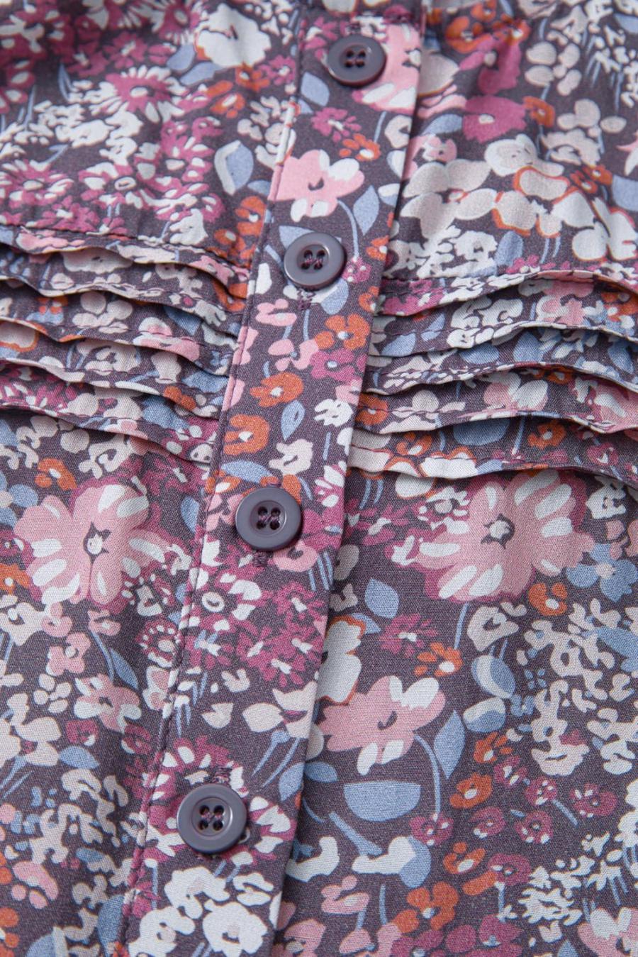 Women Sleeveless Tops | Boho Floral Pleated Button Front Sleeveless Top